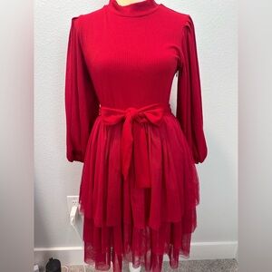 Ivy City Co SHORT COSETTE DRESS IN RED